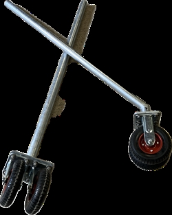 Stödhjul, med 2 massiva gummidäck. total höjd: 1500 mm. Rör 1½" 